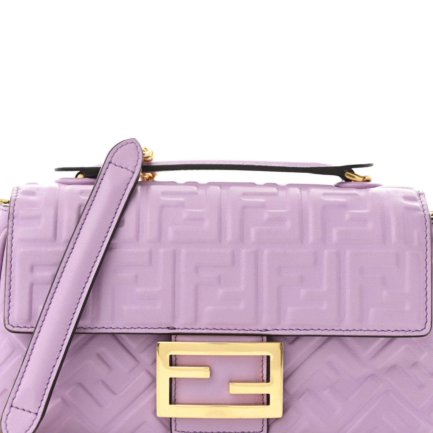 Nappa FF Embossed Small Midi Chain Baguette Violetta
