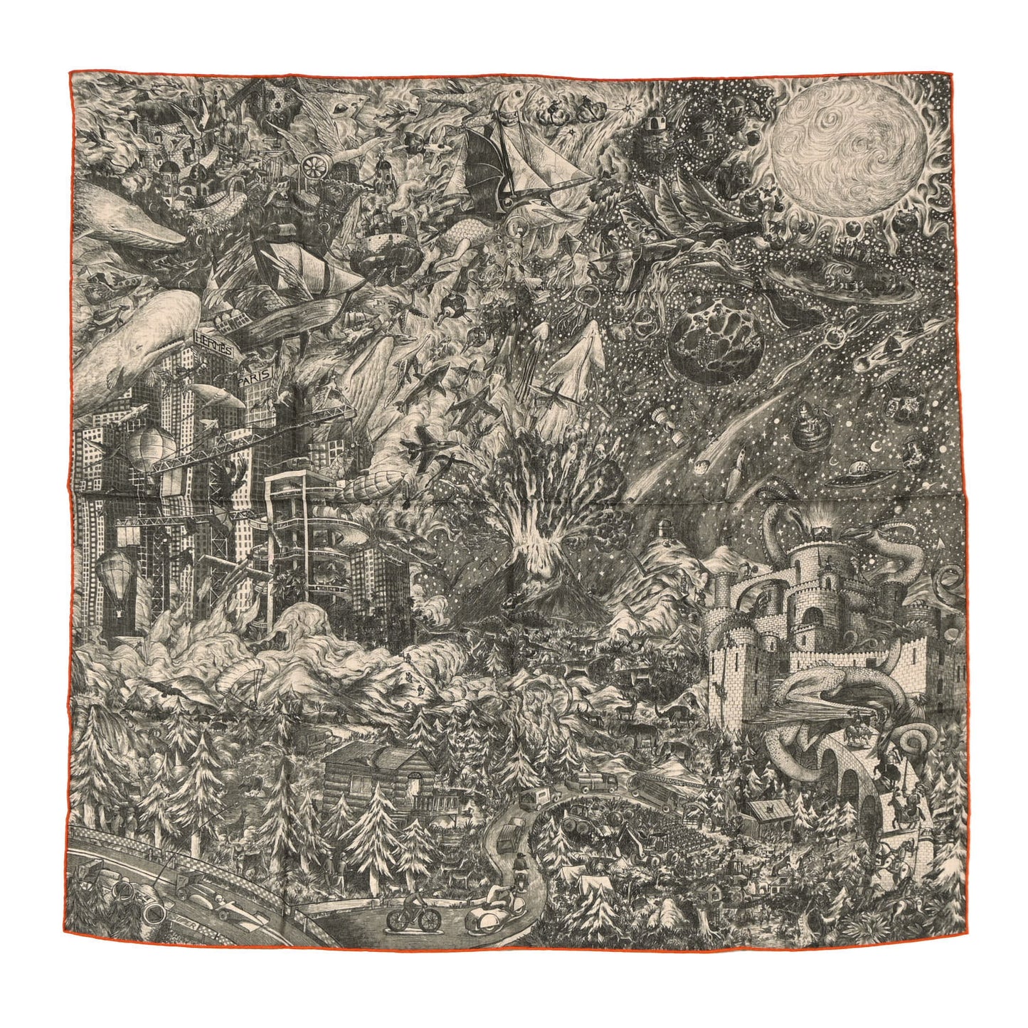 Cashmere Silk Nothing But A Dreamer Scarf 100 White Vert Fonce Orange