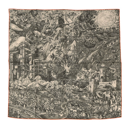Hermes Cashmere Silk Nothing But A Dreamer Scarf 100 White Vert Fonce Orange 1 of 4