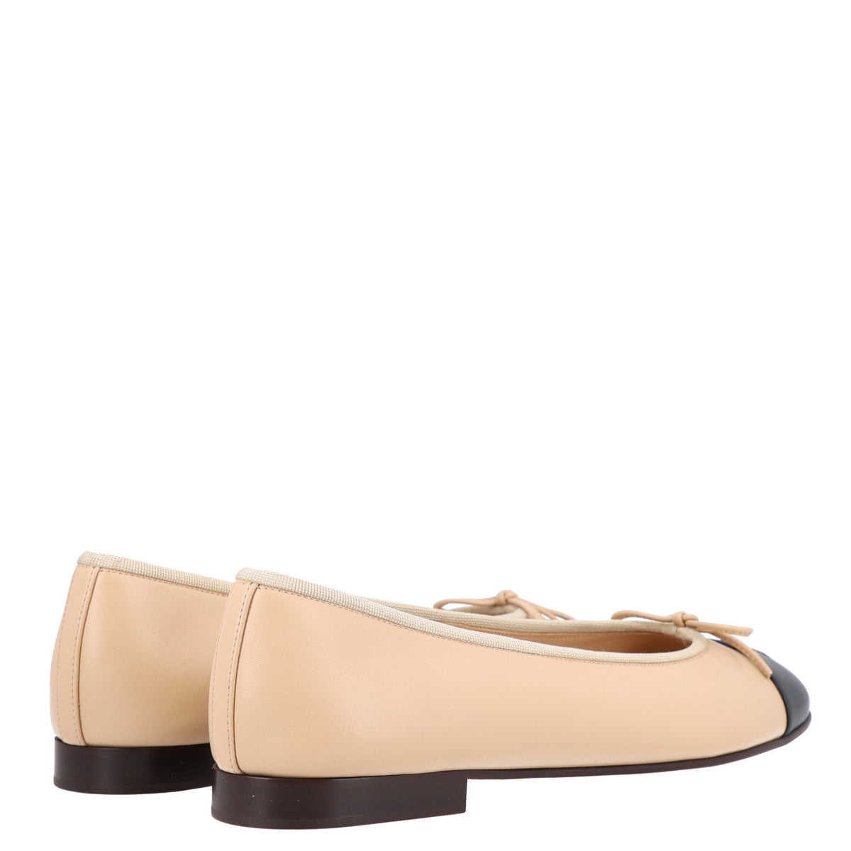 Chanel Lambskin Cap Toe CC Ballerina Flats 40.5 Beige Black 5 of 9