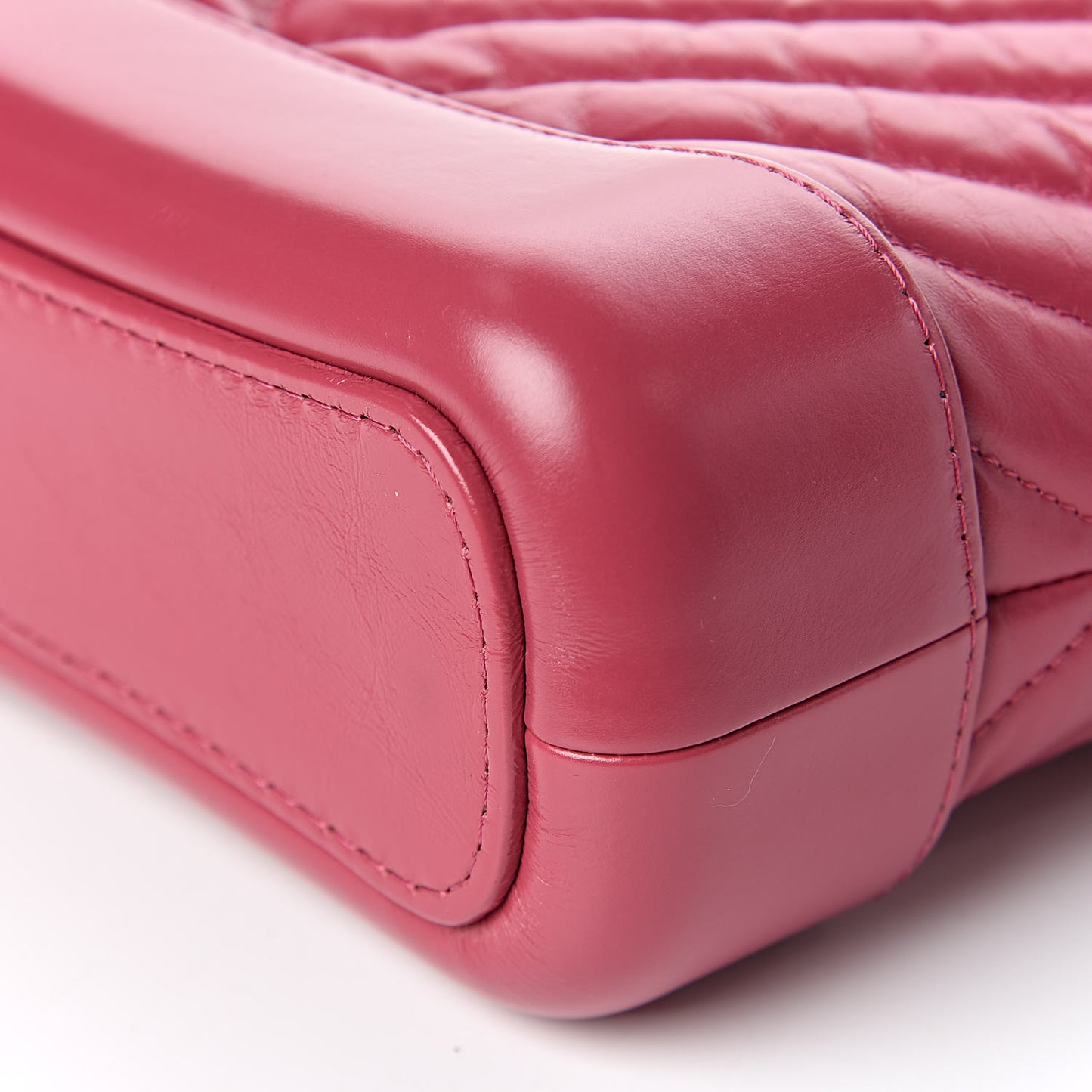 Aged Calfskin Chevron Quilted Small Gabrielle Hobo Dark Pink