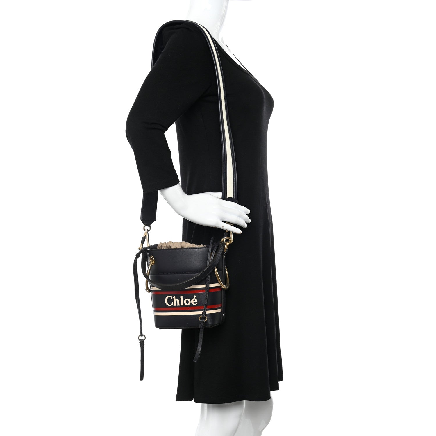 Chloe Smooth Calfskin Logo Mini Roy Bucket Bag Full Blue 2 of 10