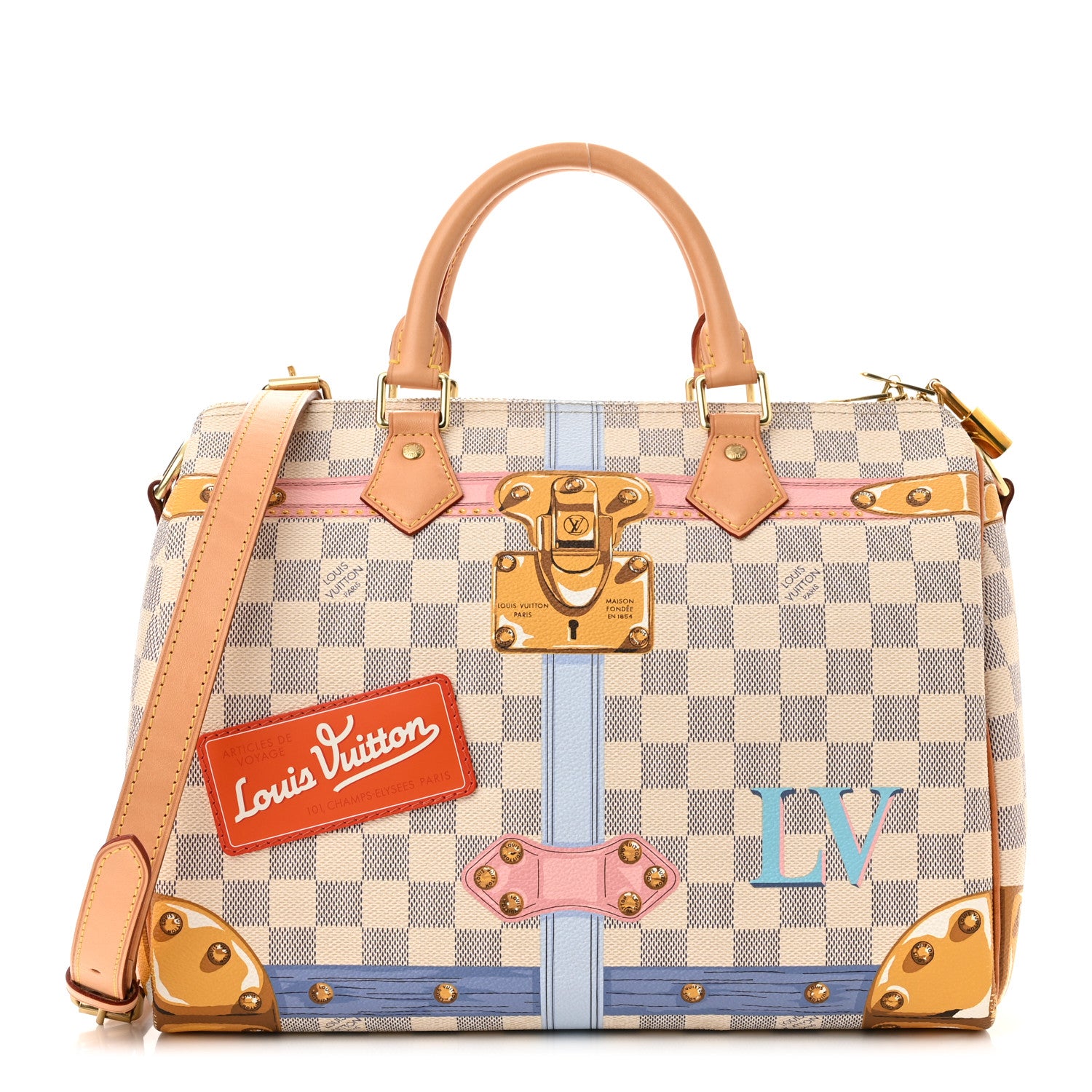 Louis Vuitton Damier Azur Summer Trunks Speedy Bandouliere 30 1 of 13