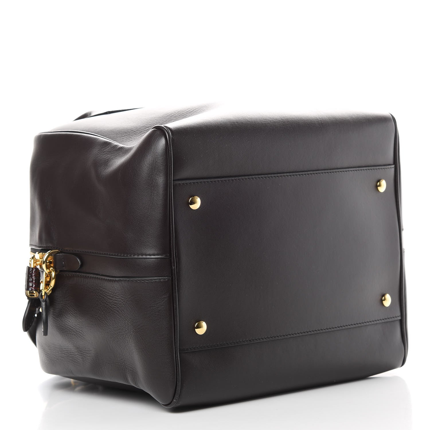 Burberry Smooth Calfskin Medium Cube Bowling Bag Dark Brown 4 of 14