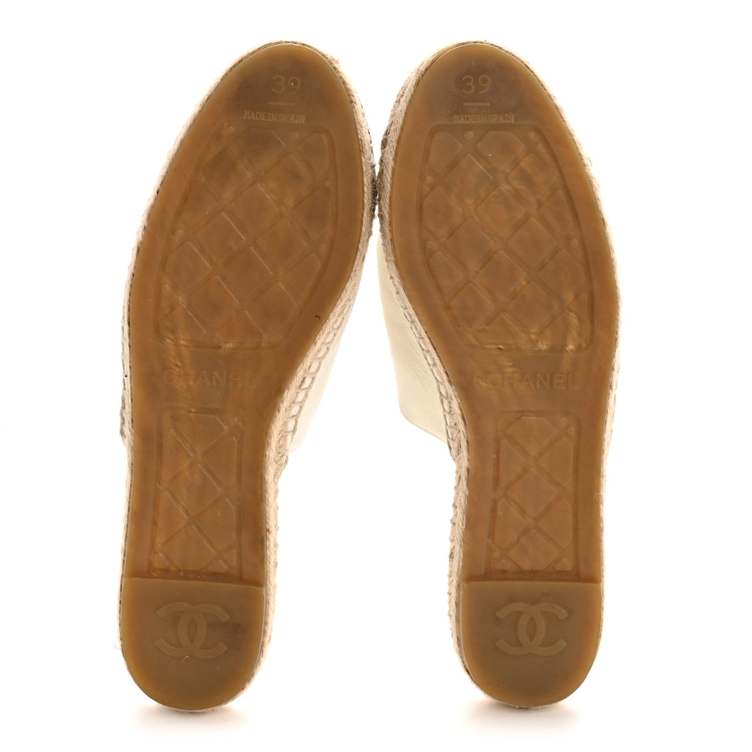 Chanel Iridescent Goatskin CC Espadrille Mules 39 Ivory Black 6 of 10