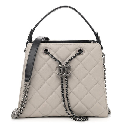 Chanel Caviar Quilted Small CC Bucket Bag Grey 1 of 12
