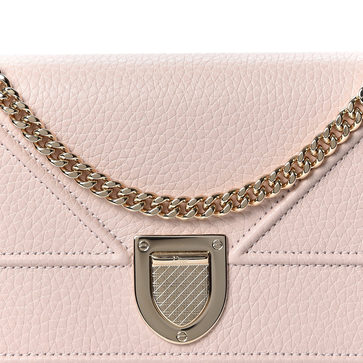 Christian Dior Grained Calfskin Diorama Croisiere Chain Wallet Nude 7 of 9