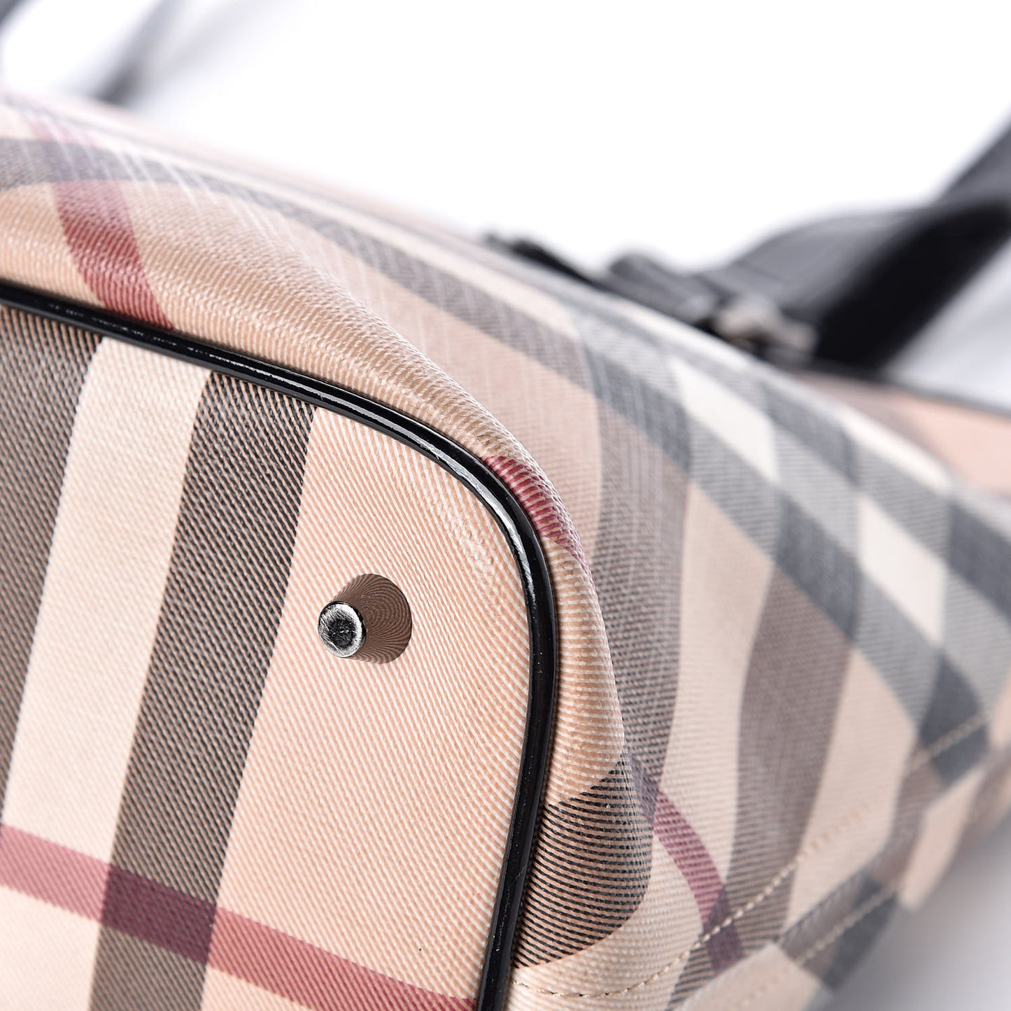 Patent Trim Nova Check Shopper Tote Black