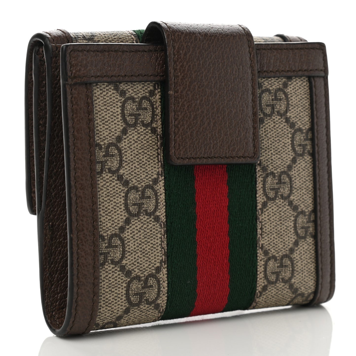 GG Supreme Monogram Web Ophidia French Flap Wallet Beige New Acero