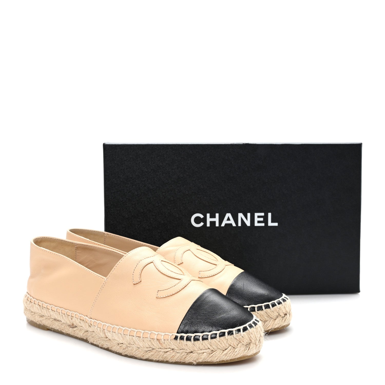 Chanel Lambskin CC Espadrilles 39 Beige Black 9 of 9