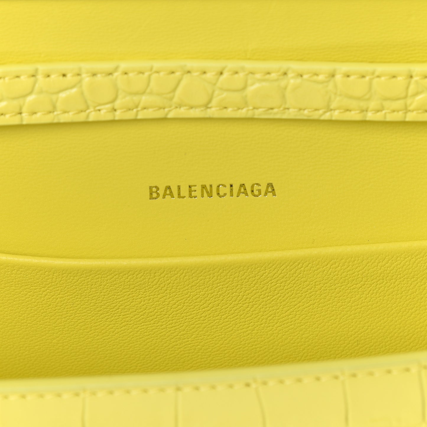Shiny Calfskin Crocodile Embossed Hourglass Stretch Sling Shoulder Bag Light Yellow