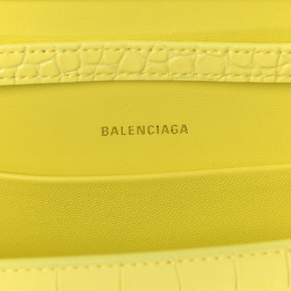 Balenciaga Shiny Calfskin Crocodile Embossed Hourglass Stretch Sling Shoulder Bag Light Yellow 6 of 10