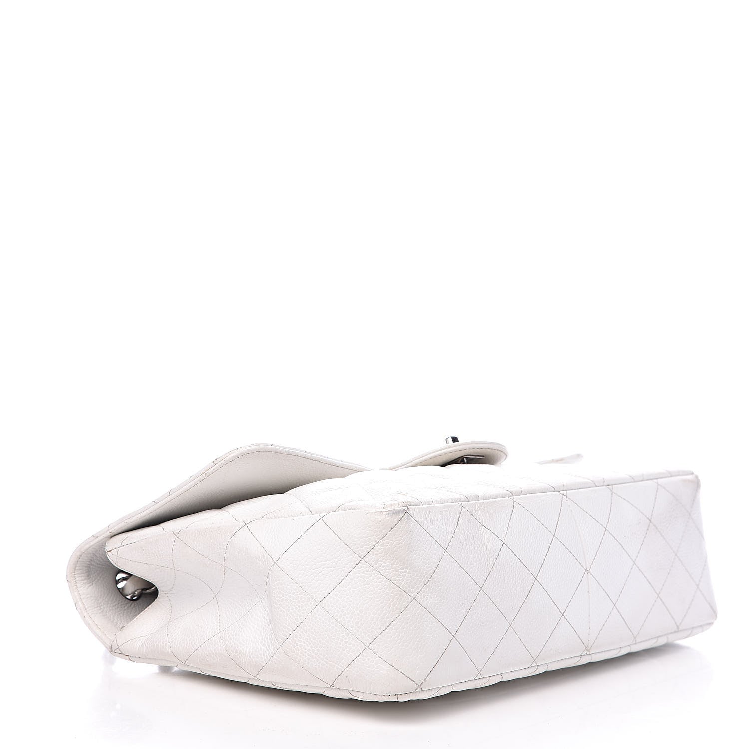 Chanel Caviar Quilted Jumbo Single Flap White 4 of 22
