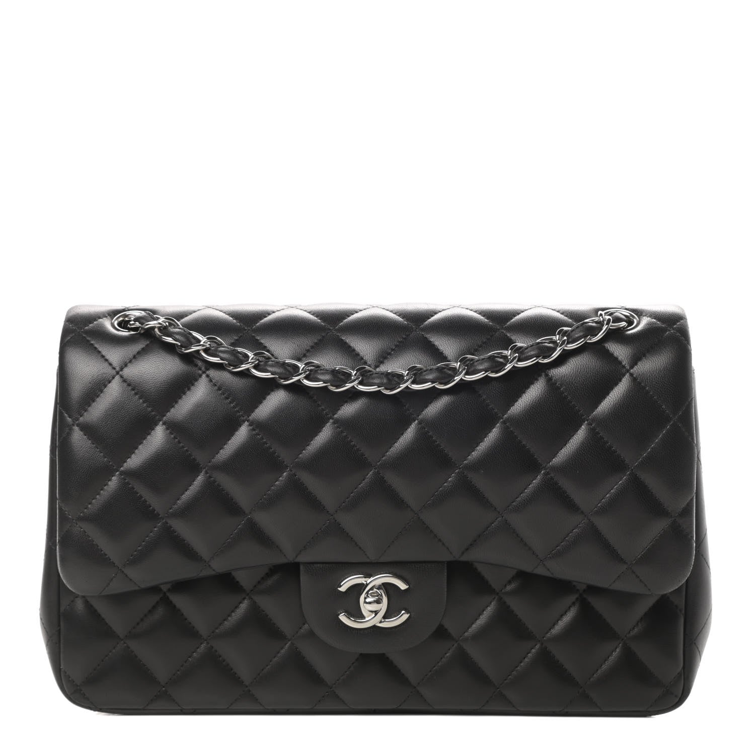 Chanel Lambskin Quilted Jumbo Double Flap Black 1 of 16