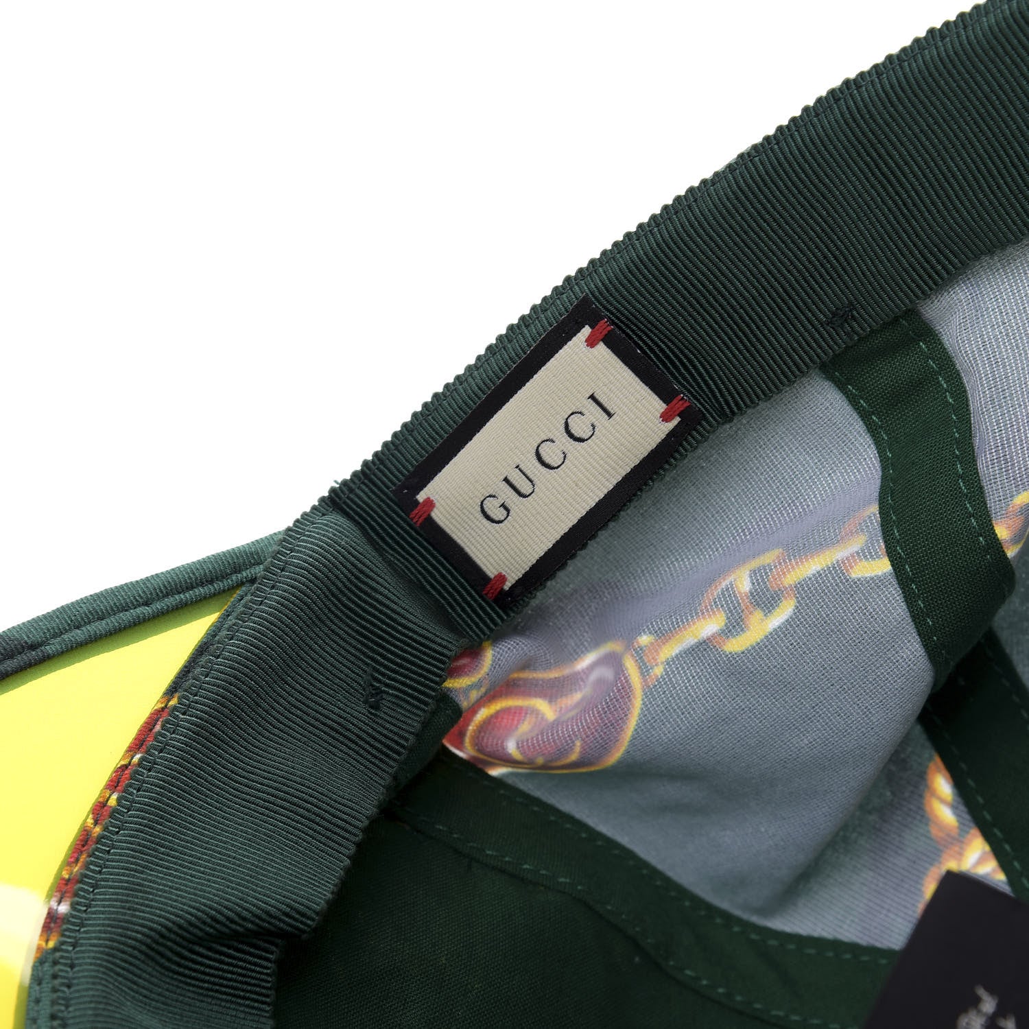 Gucci Silk PVC Chain Print Baseball Cap Green 7 of 10