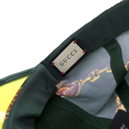Gucci Silk PVC Chain Print Baseball Cap Green 7 of 10