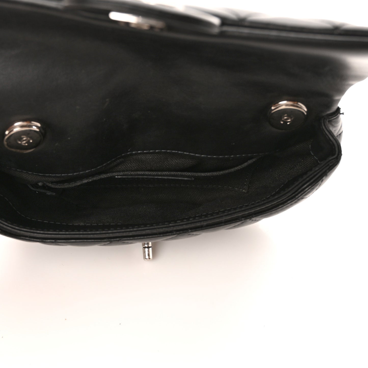 Calfskin Quilted CC Uniform Flap Belt Bag Black