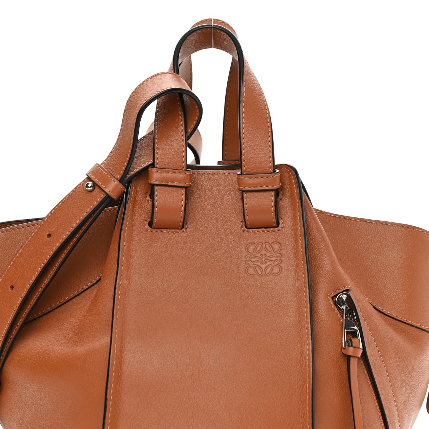 Grained Calfskin Small Hammock Shoulder Bag Tan