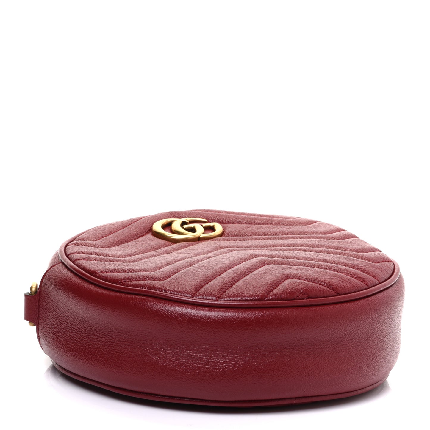 Glazed Calfskin Matelasse Heart Mini GG Marmont Round Shoulder Bag Romantic Cerise