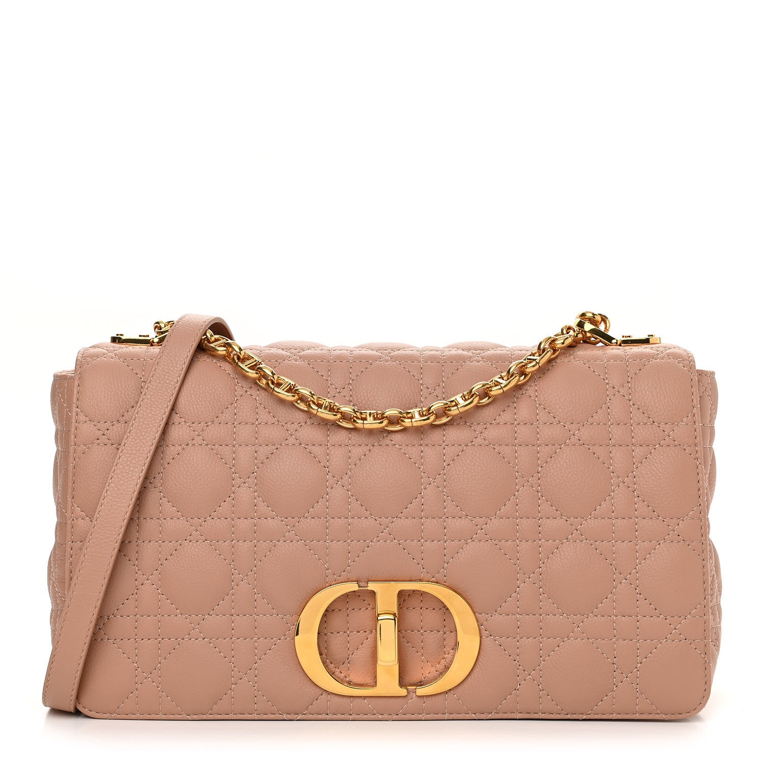 Christian Dior Grained Calfskin Cannage Large Caro Bag Rose De Vents 1 of 10