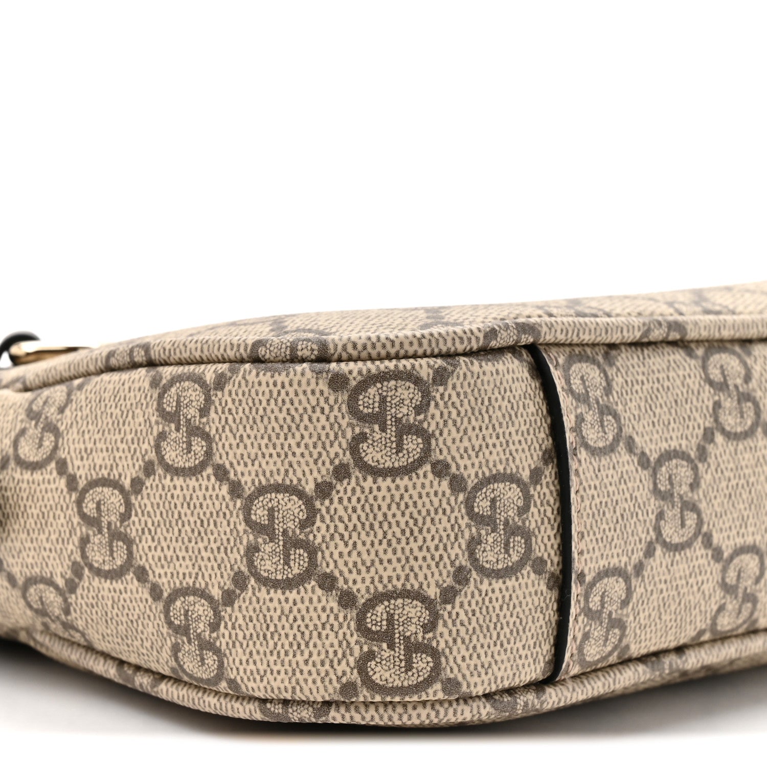 Gucci GG Supreme Monogram Textured Calfskin Small Emblem Shoulder Bag Beige Black 10 of 10