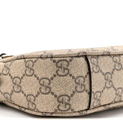Gucci GG Supreme Monogram Textured Calfskin Small Emblem Shoulder Bag Beige Black 10 of 10