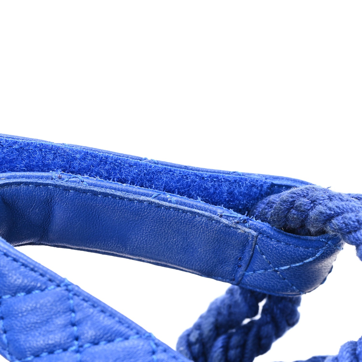 Chanel Cord Lambskin Quilted Logo Sandals 37 Blue 10 of 10
