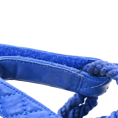 Chanel Cord Lambskin Quilted Logo Sandals 37 Blue 10 of 10