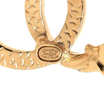 Chanel Textured Metal Crystal CC Dragon Earrings Gold 4 of 5