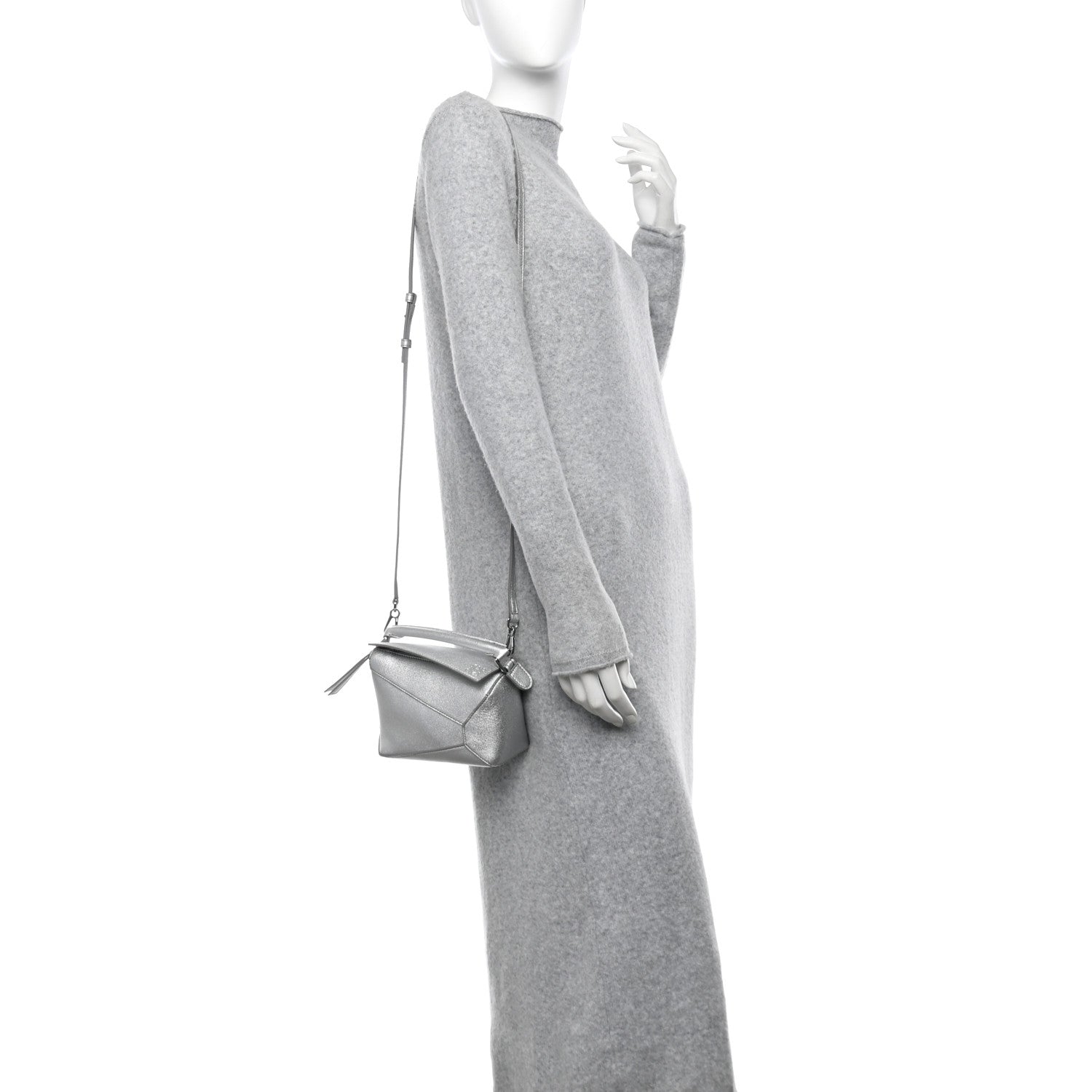Loewe Laminated Lambskin Mini Puzzle Edge Bag Silver 2 of 9