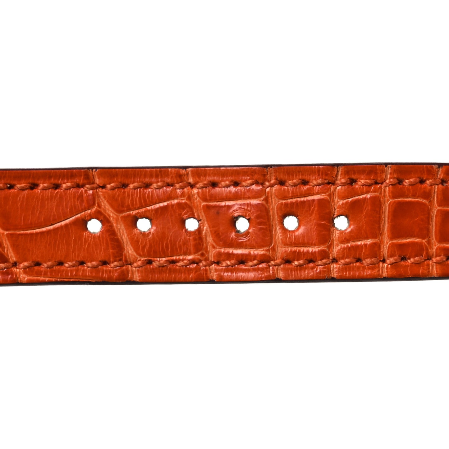 Shiny Alligator Single Tour Watch Strap Orange