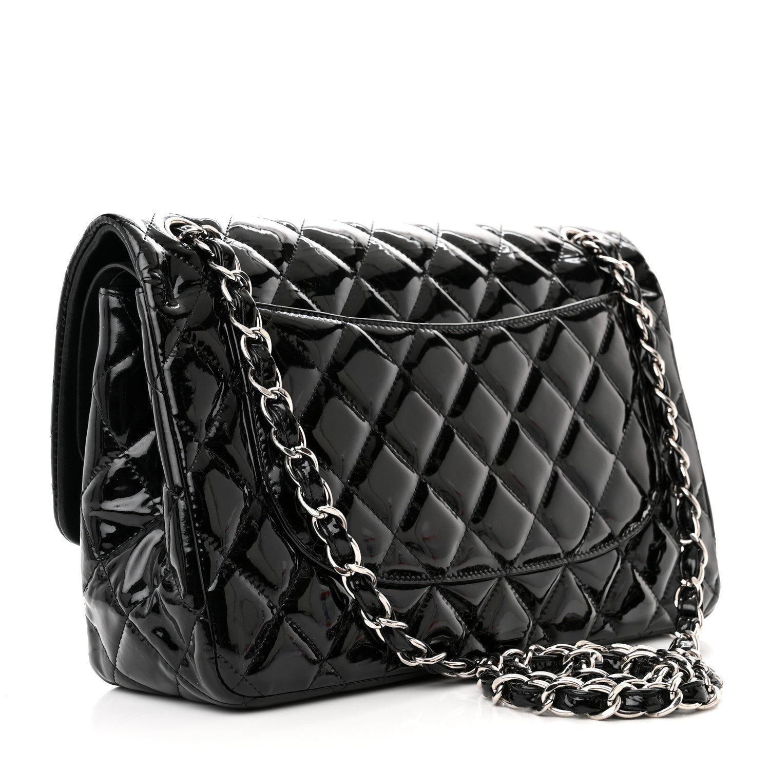 Chanel Patent Quilted Jumbo Double Flap Black 3 of 18