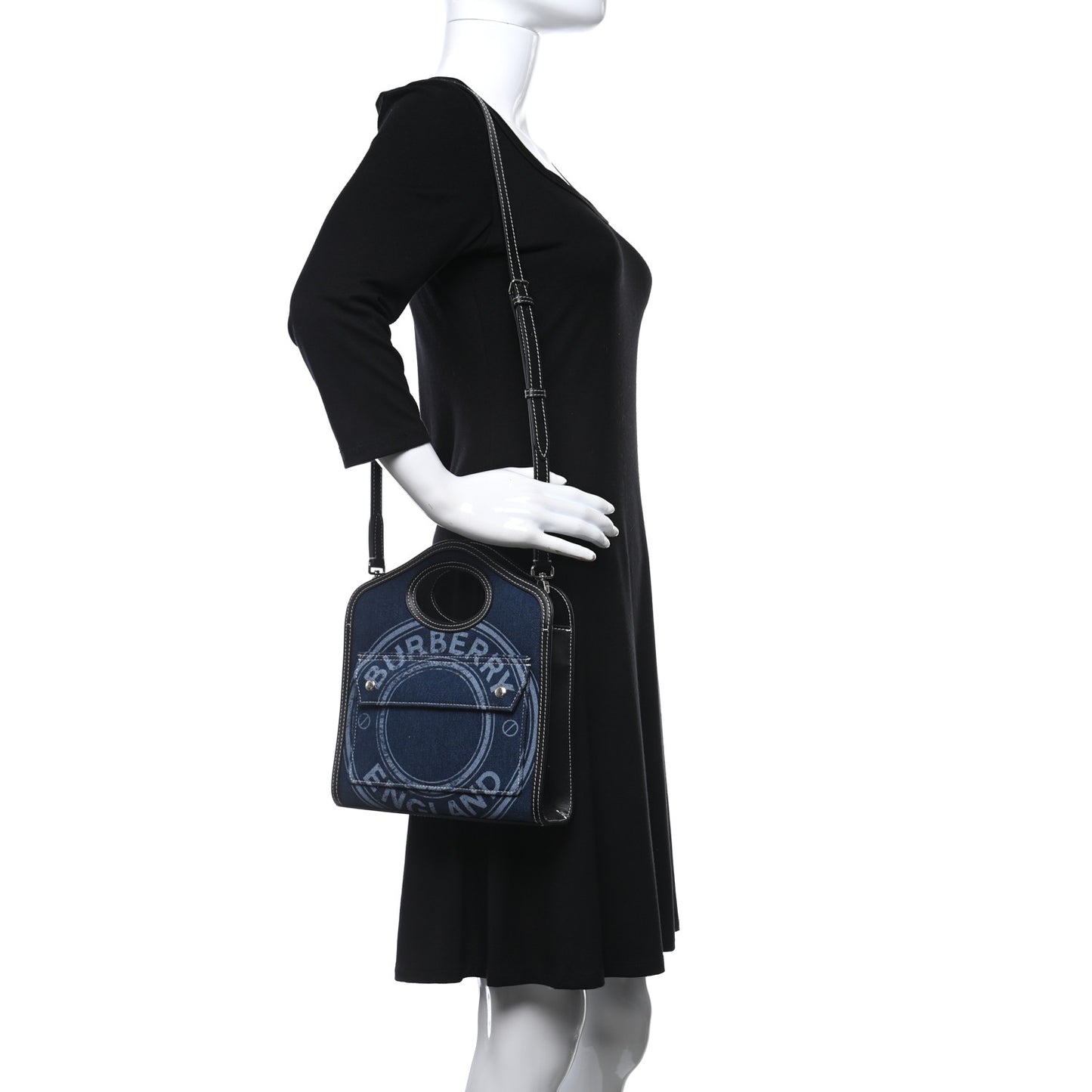 Denim Smooth Calfskin Mini Pocket Bag Blue