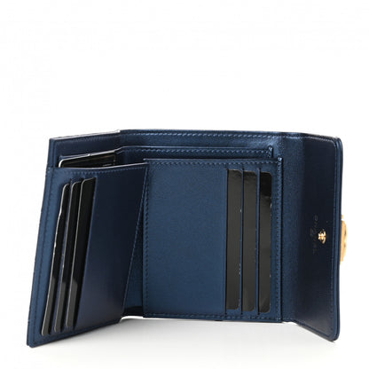 Chanel Metallic Lambskin Quilted Compact Boy Wallet Blue 5 of 9