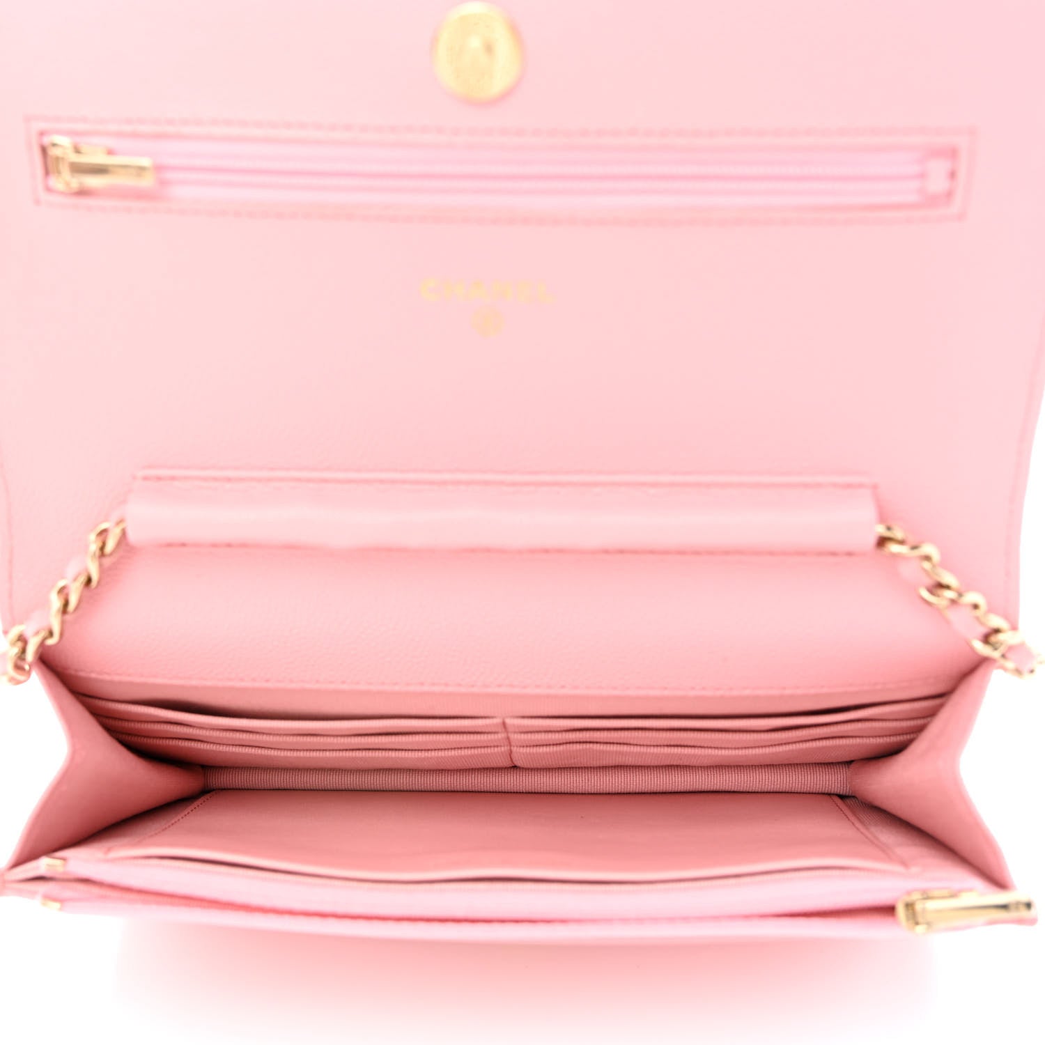Chanel Caviar Quilted Wallet on Chain WOC Light Pink 4 of 11