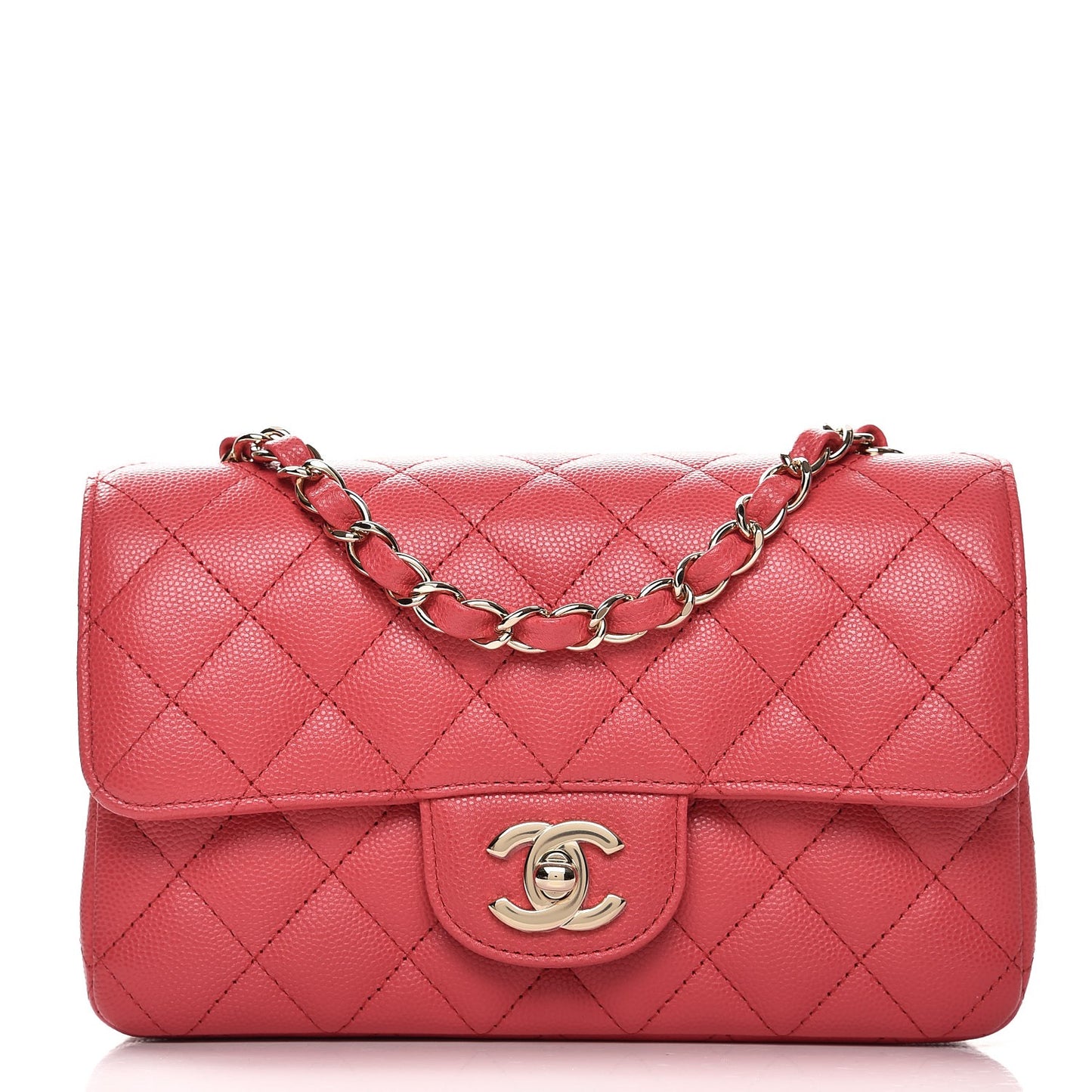 Caviar Quilted Mini Rectangular Flap Dark Pink