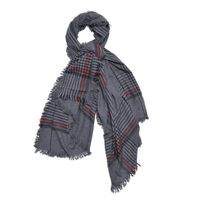 Gucci Cashmere Fringe Web Scarf Gray 1 of 5