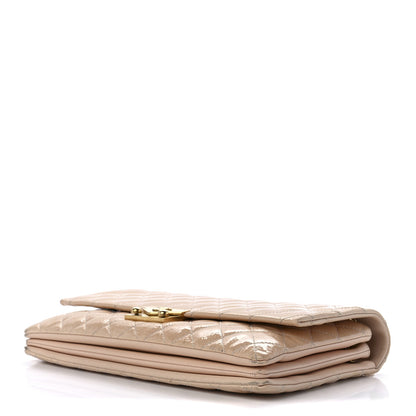 Chanel Patent Goatskin Quilted 3 Pocket Accordion Flap Beige 10 of 13