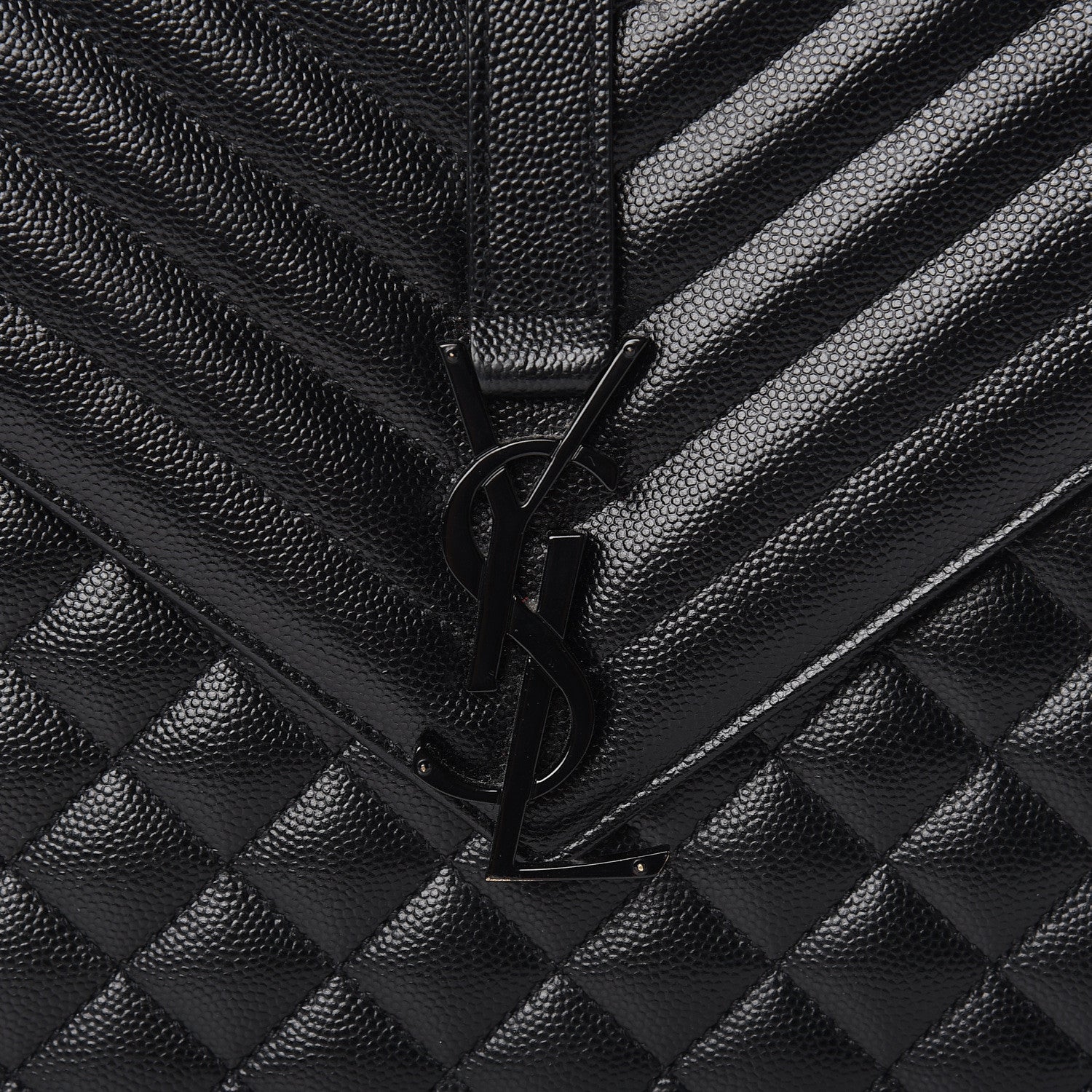 Saint Laurent Grain De Poudre Textured Mixed Matelasse Large Triquilt Monogram Monochrome Satchel Black 10 of 10