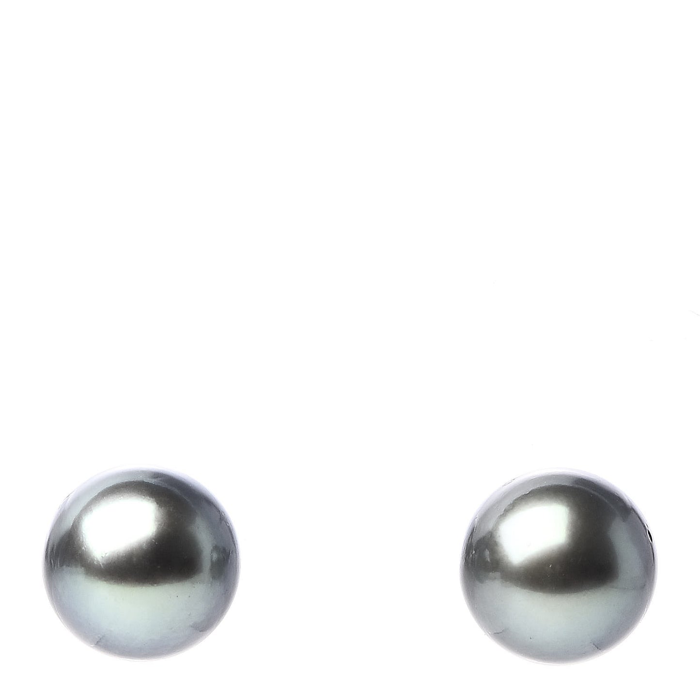 18K White Gold Tahitian Black Pearl 9-10mm Stud Earrings