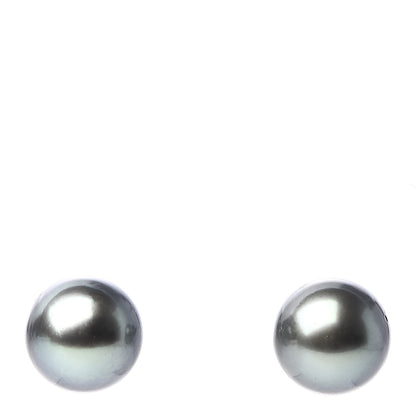 Tiffany 18K White Gold Tahitian Black Pearl 9-10mm Stud Earrings 1 of 5