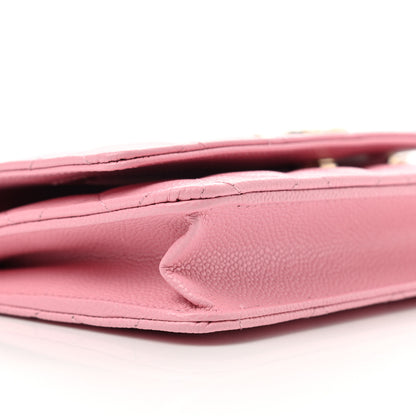 Chanel Caviar Quilted Chain CC Wallet On Chain WOC Pink 10 of 12