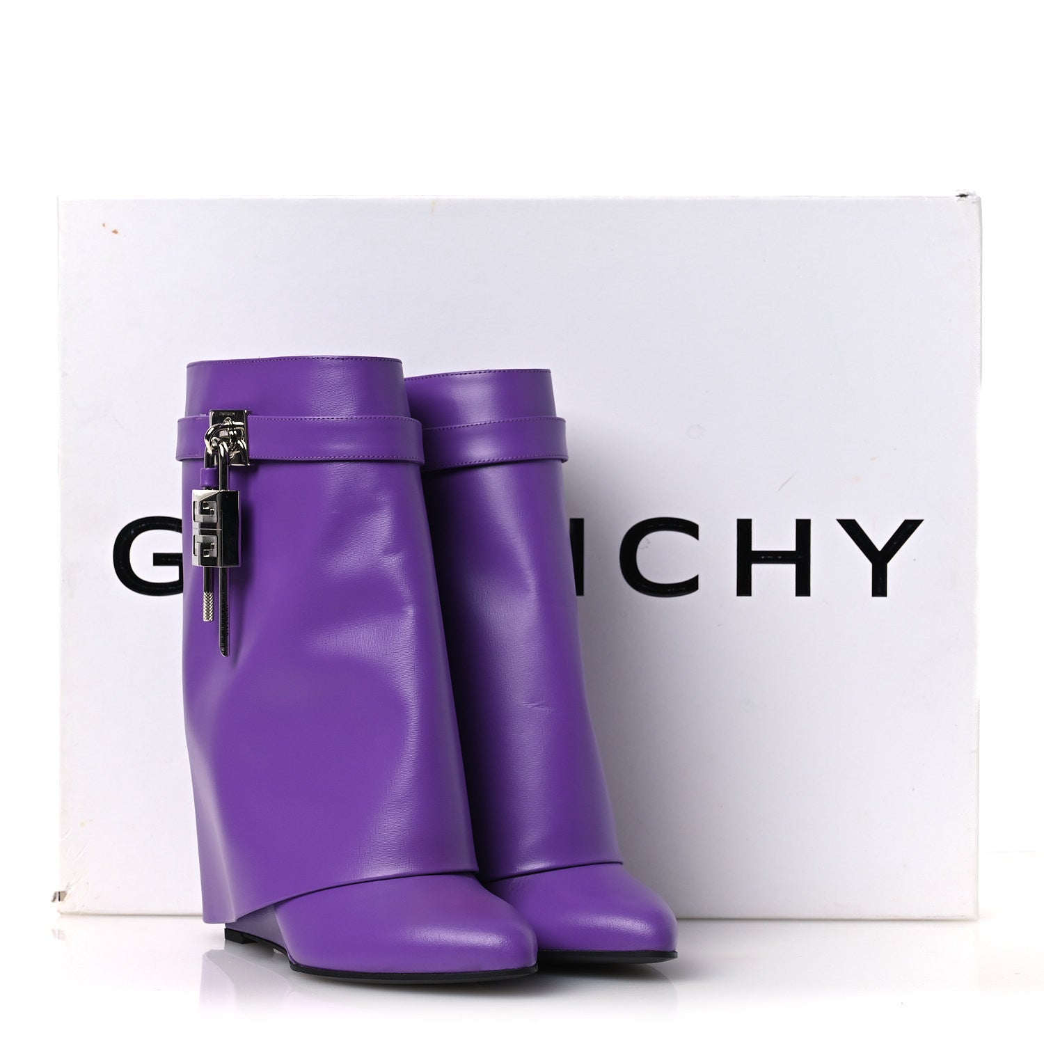 Givenchy Calfskin Shark Lock Ankle Boots 40 Ultraviolet 12 of 12