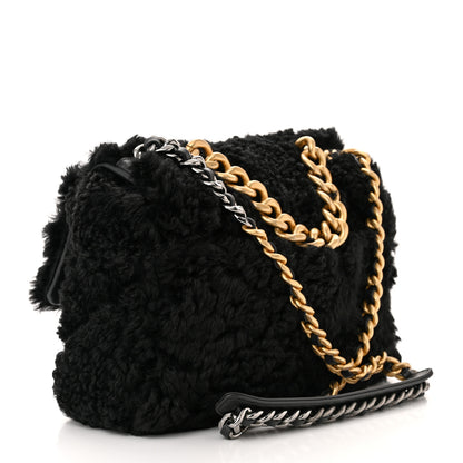 Chanel Shearling Sheepskin Large Chanel 19 Flap Black 3 of 10