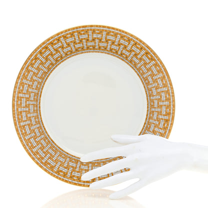 Hermes Porcelain Mosaique Au 24 Gold Dinner Plate Set of 2 2 of 8