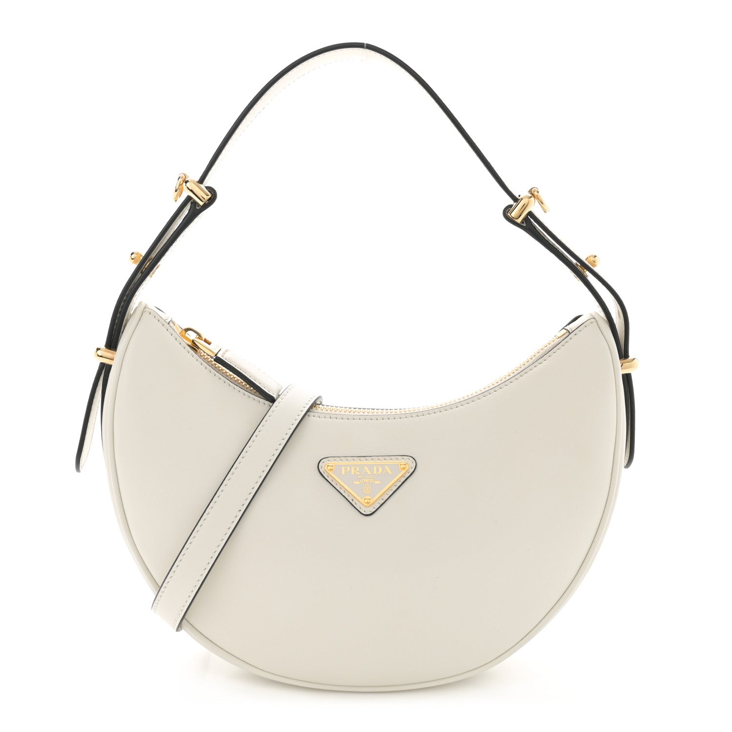 Prada Soft Calfskin Arque Shoulder Bag White 1 of 10