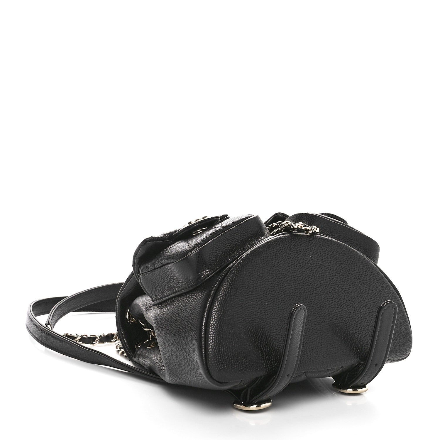 Chanel Shiny Caviar Quilted Small Duma Pockets Drawstring Backpack Black 4 of 11