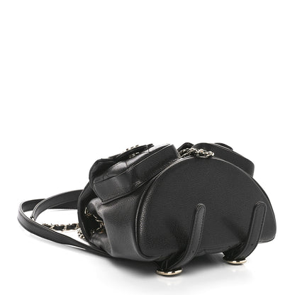 Chanel Shiny Caviar Quilted Small Duma Pockets Drawstring Backpack Black 4 of 11