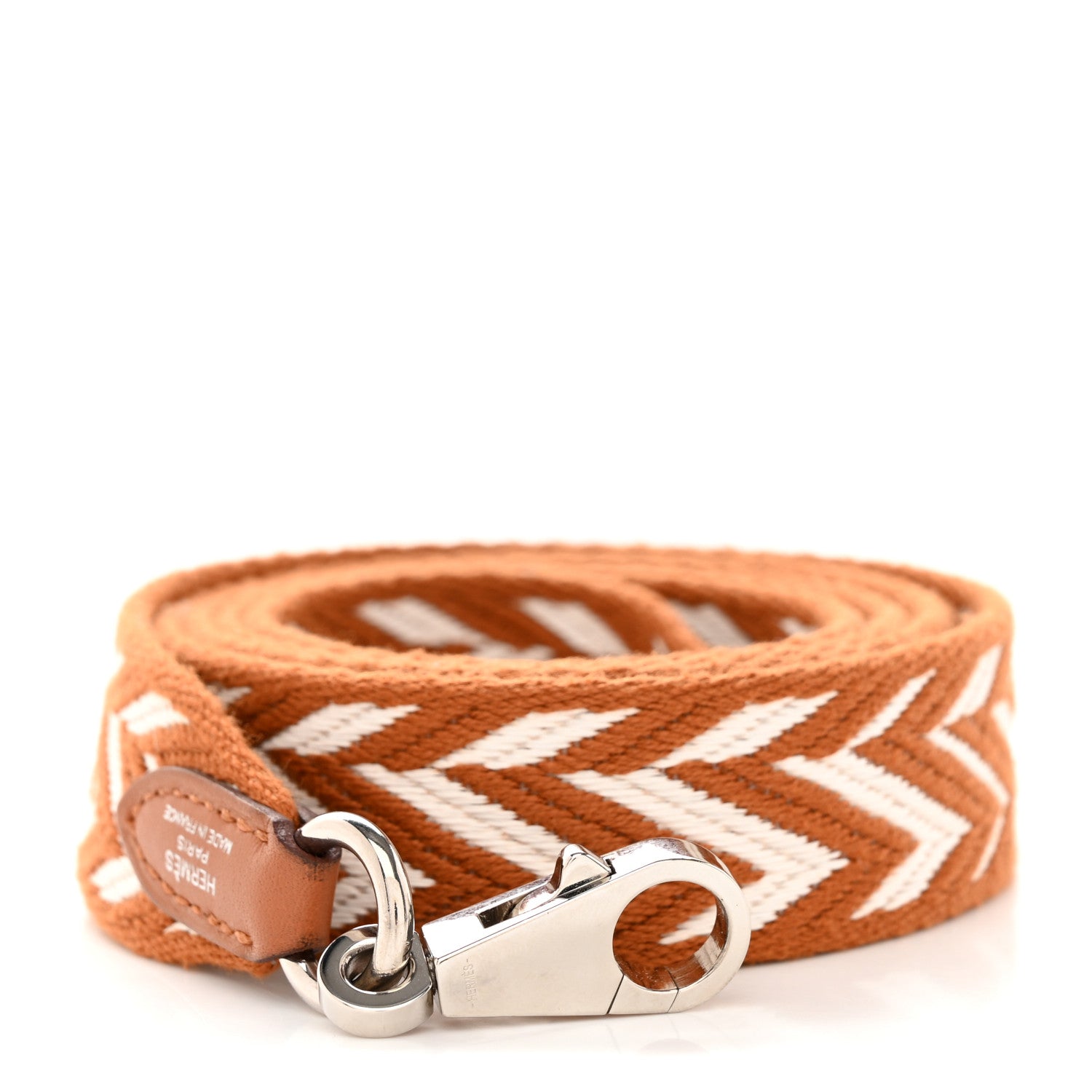Hermes Toile Swift 25mm Sangle ZigZag Shoulder Strap Gold White 1 of 5