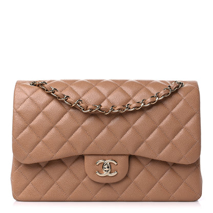 Chanel Caviar Quilted Jumbo Double Flap Beige 1 of 8